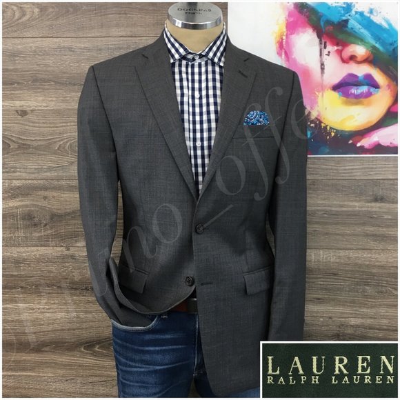 Mens Ralph‎ Lauren Blazer Sport Coat Sport Jacket Wool 40L Men Button Coats Suit